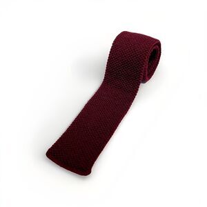 Vintage Rooster Roosternit Wool Mohair Knit Necktie Burgundy Square End Textured